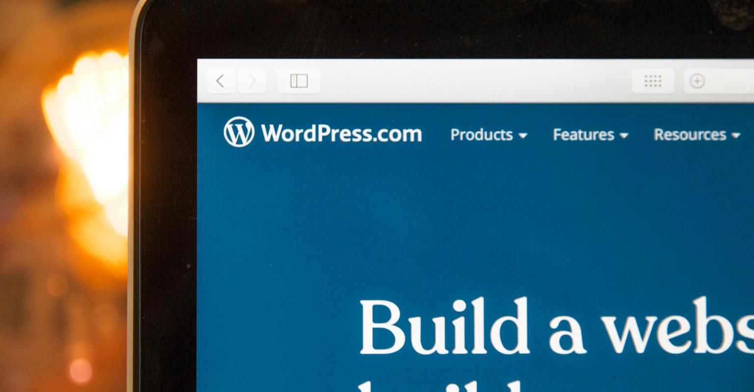 laptop screen showing the WordPress website