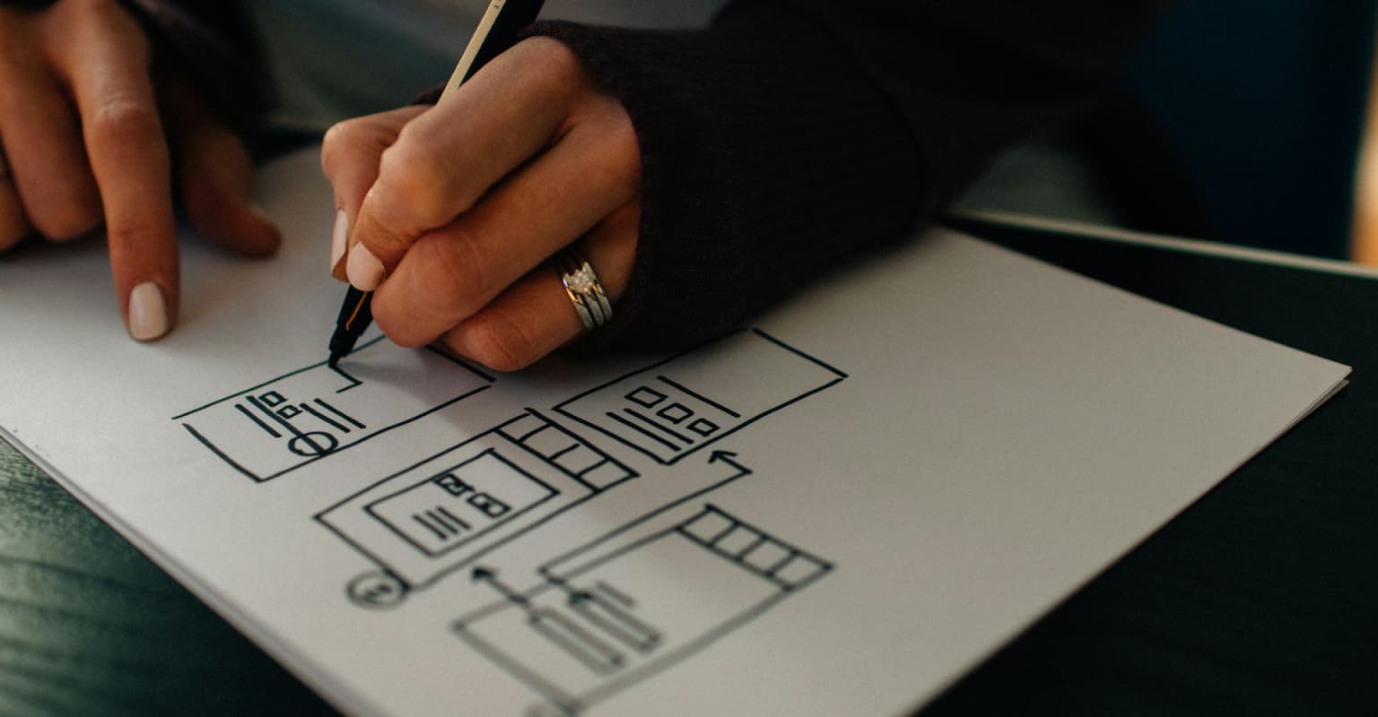 hands drawing a wireframing